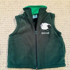 Green Fleece Kids Vest with Sheep Design